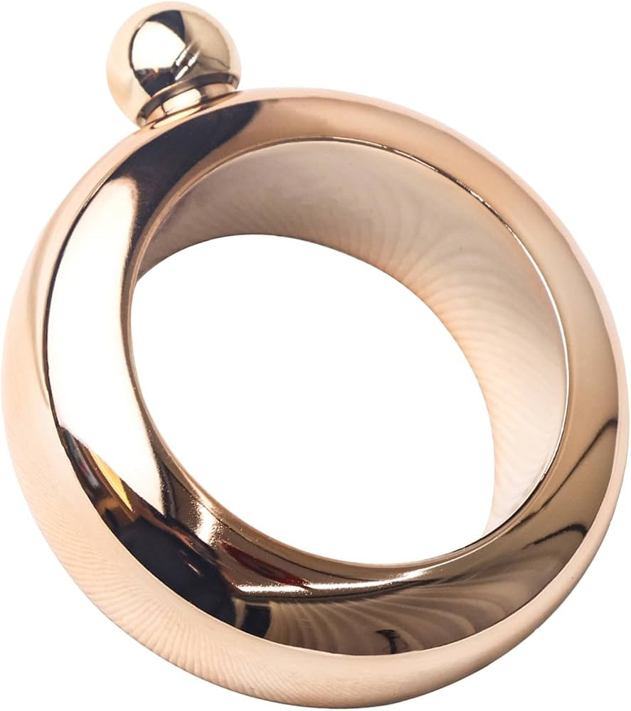 3.5oz Smooth Stainless Steel Portable Bracelet Hip Flask for Storing Whiskey/Alcohol Gold | Amazon (US)