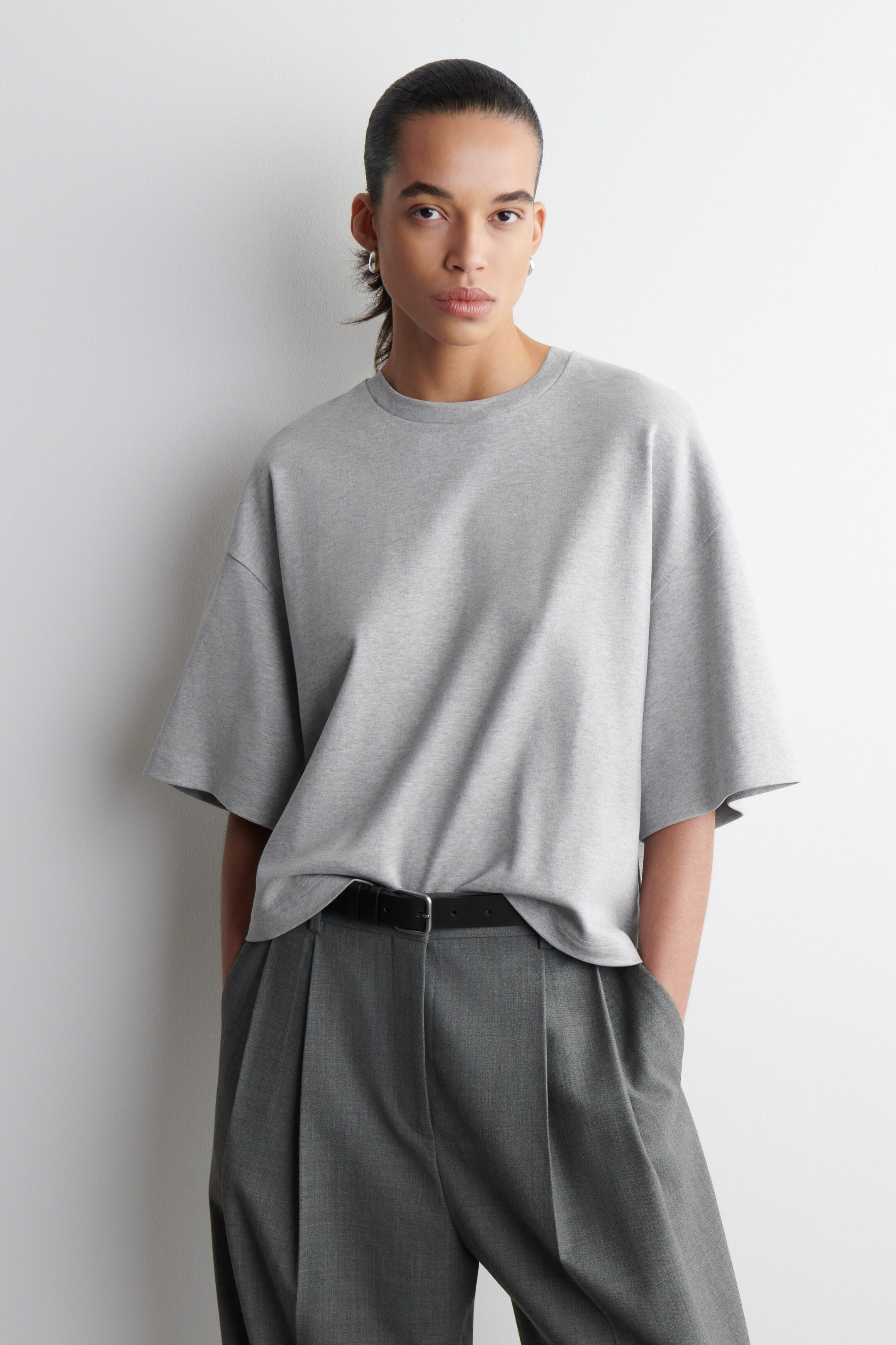 OVERSIZED BOXY T-SHIRT - GREY MÉLANGE | COS UK