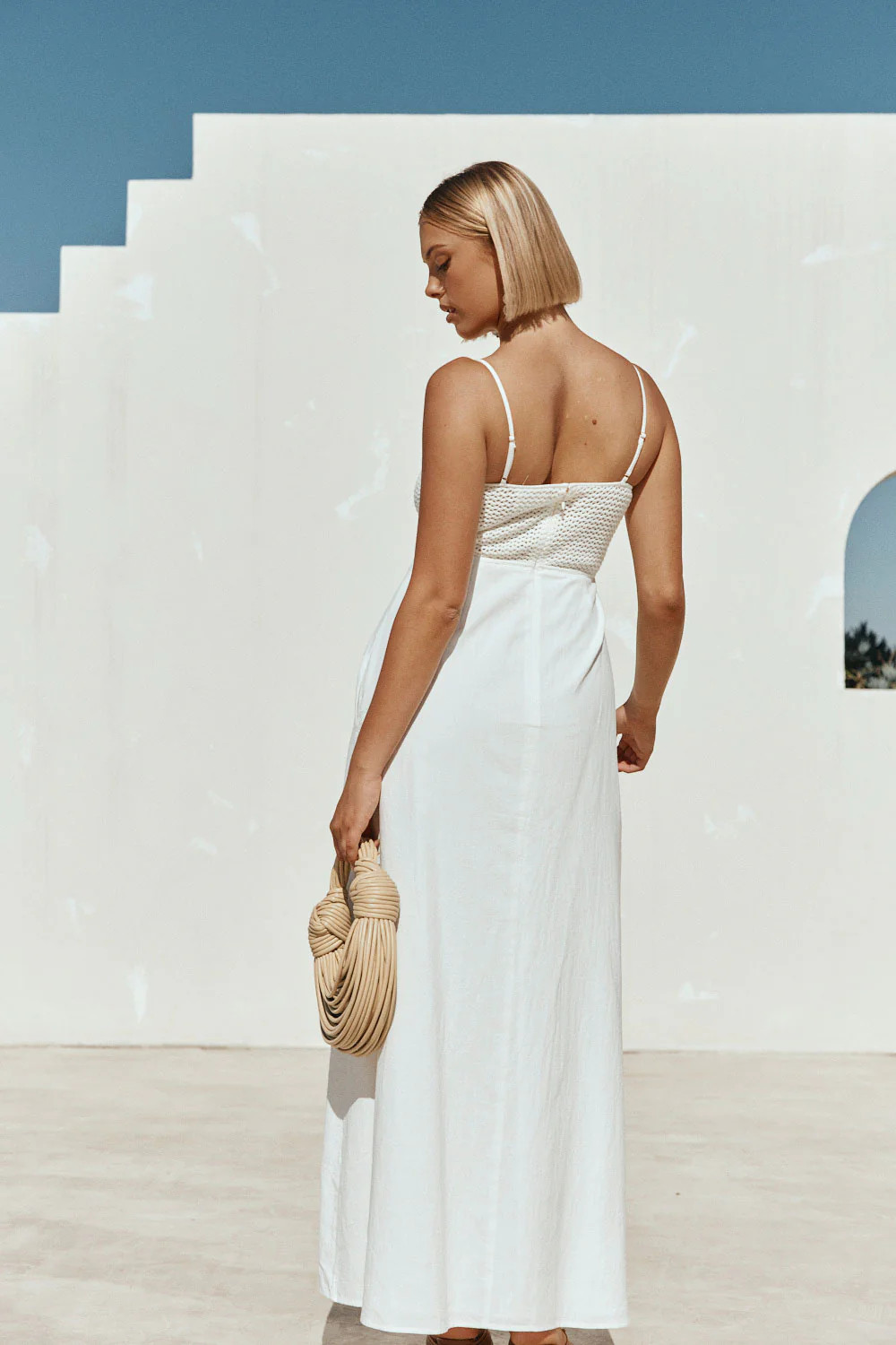White Strappy Babydoll Maxi Mersy Dress | Sabo Skirt US