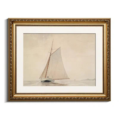 Sailboat Seaview Vintage Gold Framed Wall Art | Wayfair North America