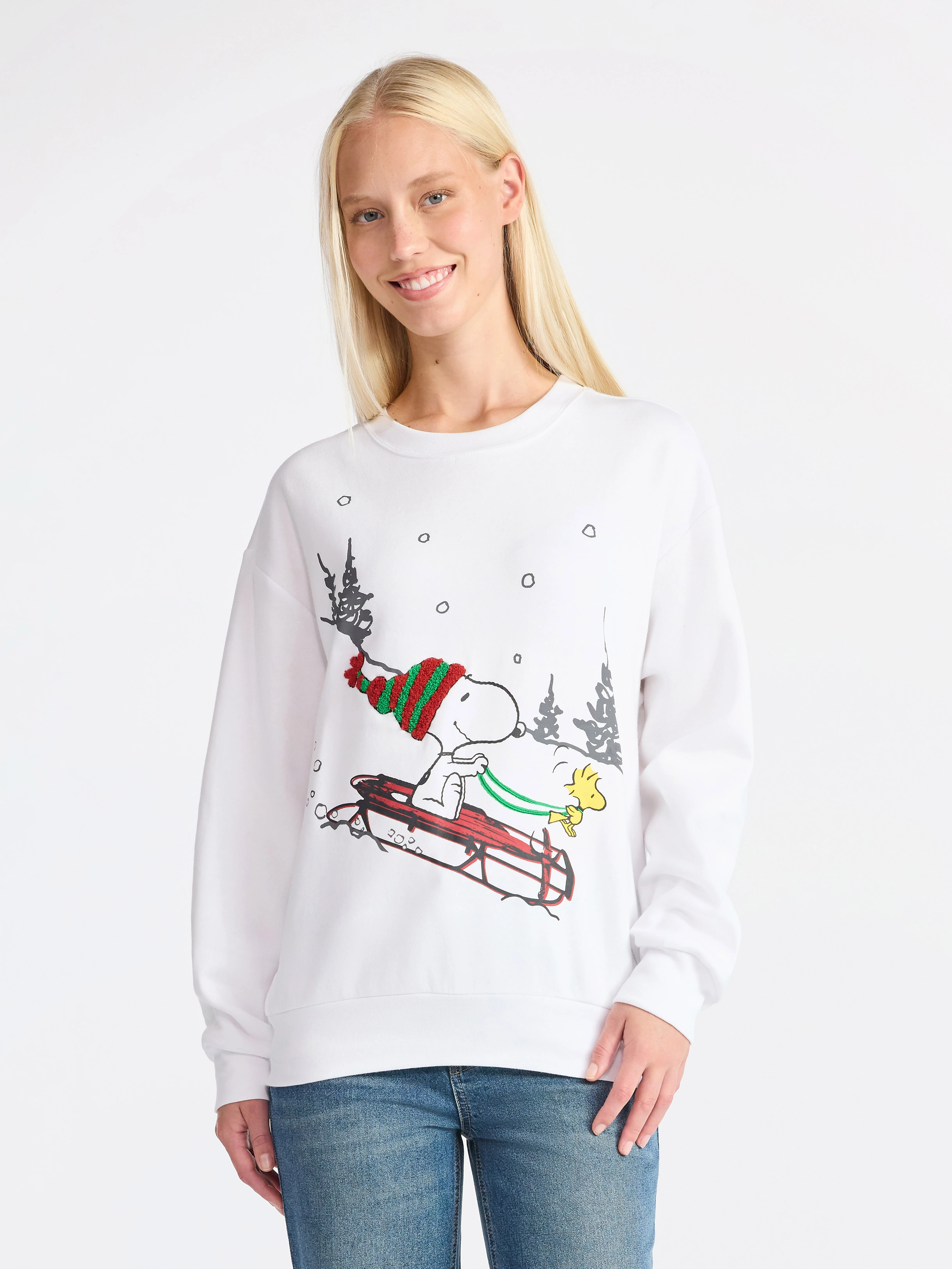 Peanuts Snoopy Women's Christmas Sweatshirt with Long Sleeves, Sizes XXS-XXL | Walmart (US)