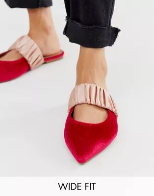 ASOS DESIGN Wide Fit Lately pointed mules in pink velvet | ASOS US