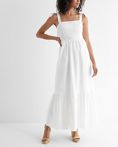 Square Neck Bow Tiered Maxi Dress | Express