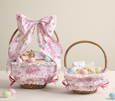 LoveShackFancy Cabbage Rose Easter Basket Liners & Bow | Pottery Barn Kids