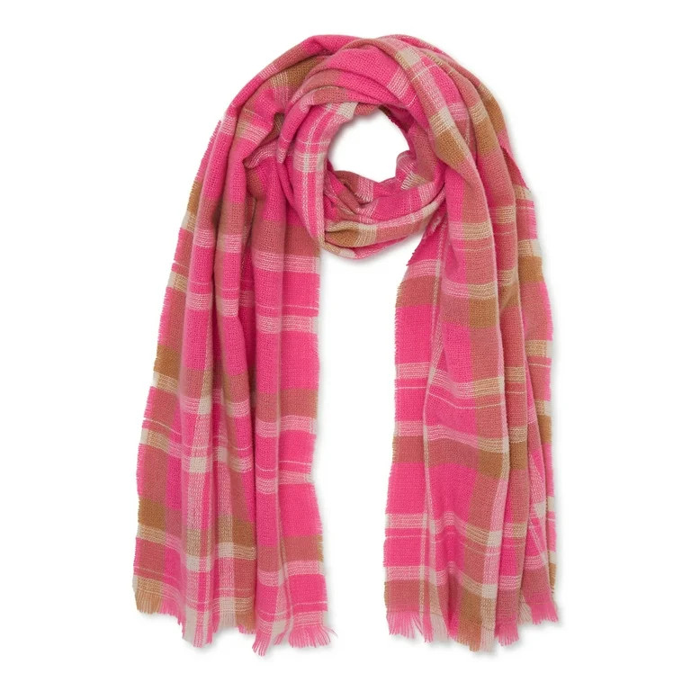 Time and Tru Women's Plaid Blanket Wrap Scarf | Walmart (US)