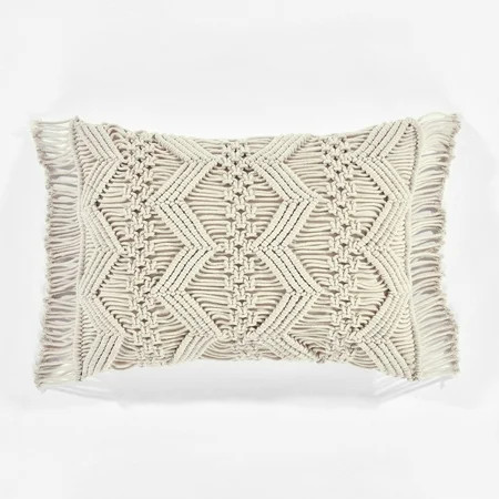 Lush Decor Studio Chevron Macrame Decorative Pillow Cover Neutral Single 13x20+3 | Walmart (US)