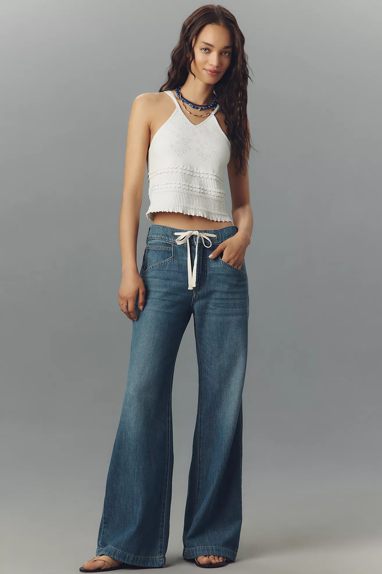 Pilcro High-Rise Pull-On Flare Jeans | Anthropologie (US)