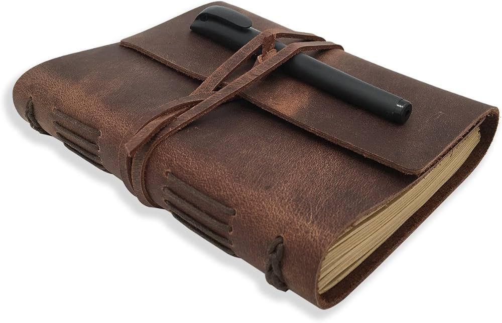 Leather Journal Writing Notebook - Genuine Leather Bound Daily Notepad for Men & Women Lined Pape... | Amazon (US)
