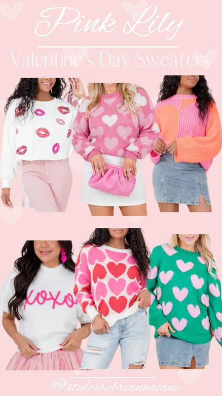 Pink Lily Valentine’s Day sweaters.
Use code: January20 

#LTKstyletip #LTKSeasonal #LTKfindsunder100