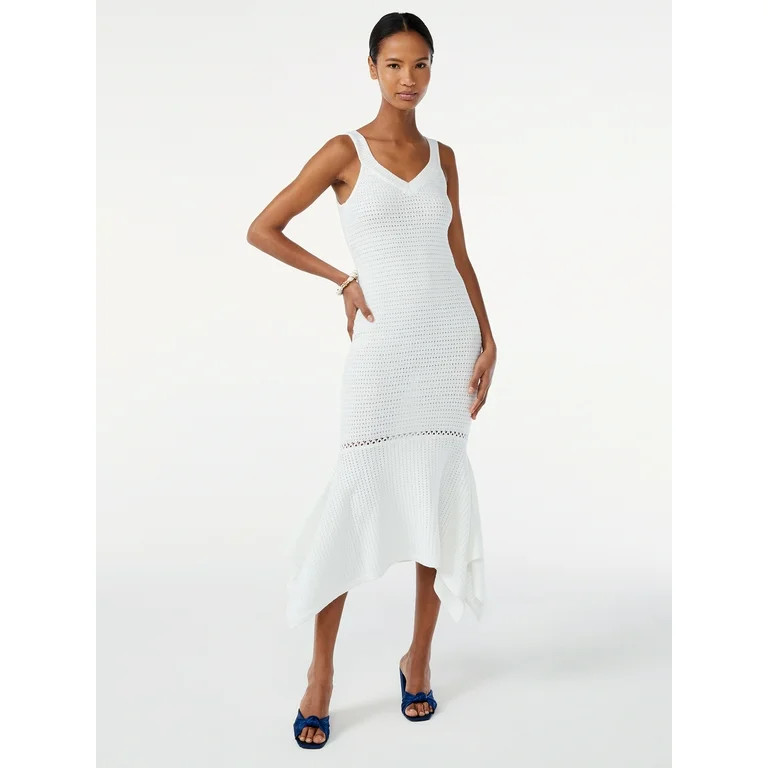 Scoop Women's Sleeveless Crochet Midi Dress | Walmart (US)