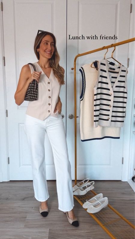 How to style white denim - lunch with friends 
I am wearing a size 27 on pants and size small on tops 
Everything runs tts 
Comfortable, chic and beautiful outfits 


#LTKSeasonal #LTKU #LTKstyletip