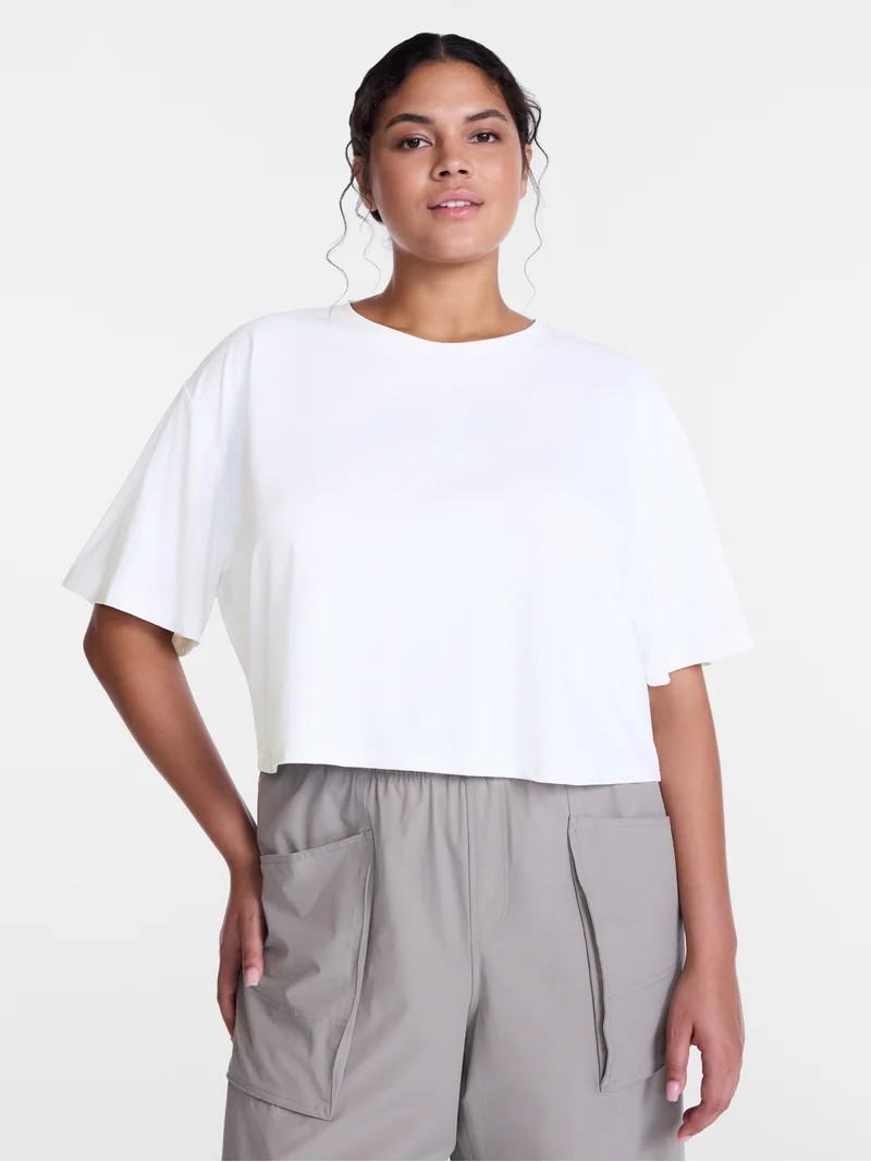 Avia Women's Cropped Boxy Tee with Short Sleeves, Sizes XS-XXXL | Walmart (US)