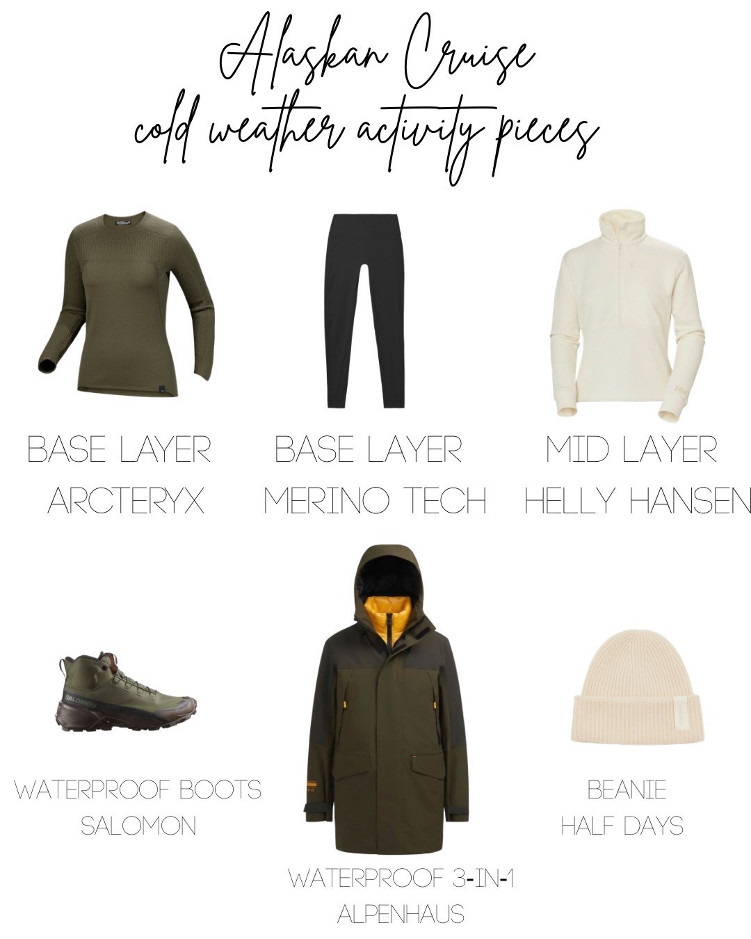 Everything you need for world one of an Alaskan cruise — cold weather activities . All links here.