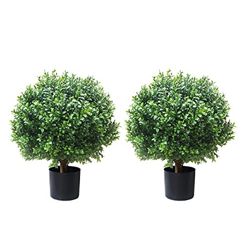 ALL SEASON GREEN 2'T 18''W Boxwood Ball Artificial Topiary Trees Potted Faux Outdoor Plants for Home Porch Decor Set of 2 | Amazon (US)
