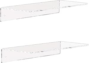 Weiai Clear Acrylic Shelves 12 Inch, Floating Wall Mounted Shelf for Wall Storage, Set of 2 | Amazon (US)