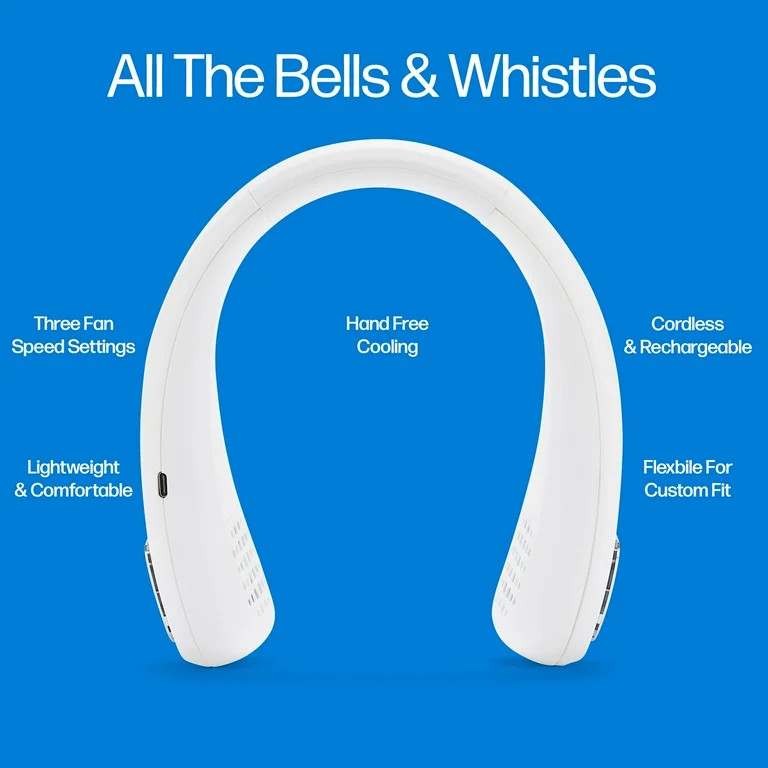 Arctic Air Freedom Neck Cooler, Portable Neck Fan with 3 Fan Speeds, USB Charging, 6-Hour Battery | Walmart (US)