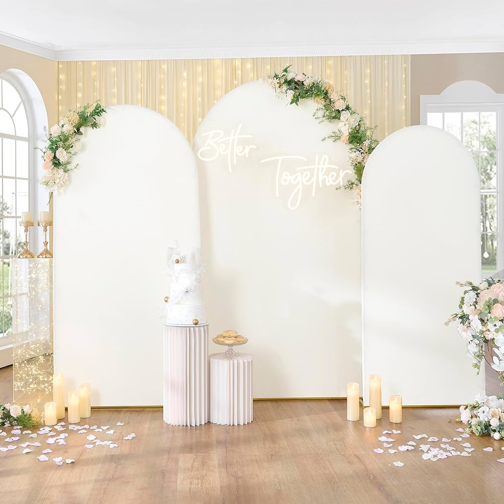 Set of 3 Wedding Arch Cover Spandex Fitted Wedding Arch Stand Covers for Round Top Chiara Arch Ba... | Amazon (US)