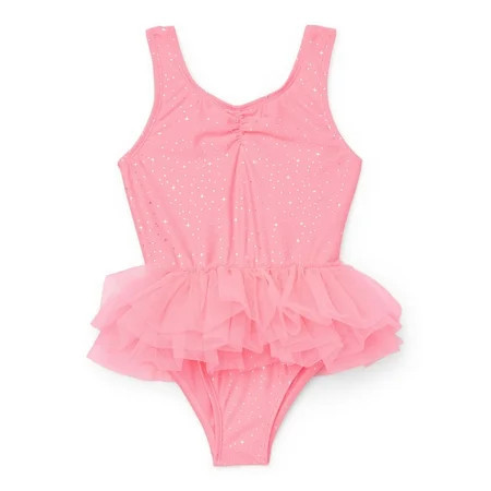 Wonder Nation Baby and Toddler Girl Tutu Swimsuit One-Piece, Sizes 12M-5T | Walmart (US)