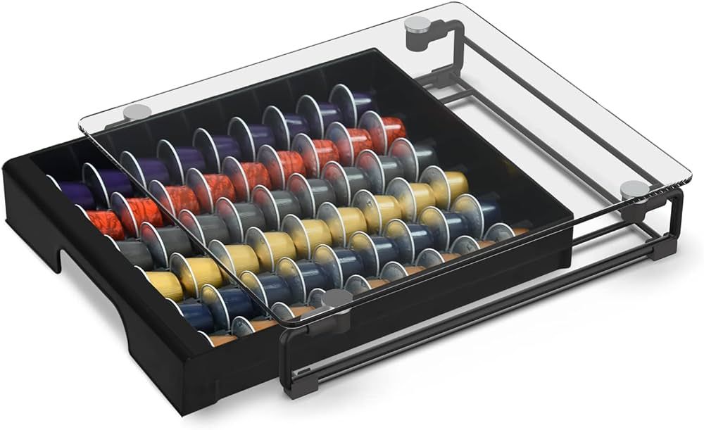 EVERIE Tempered Glass Holder Drawer Compatible with 54 Nespresso Originalline Capsules, Not Compa... | Amazon (US)