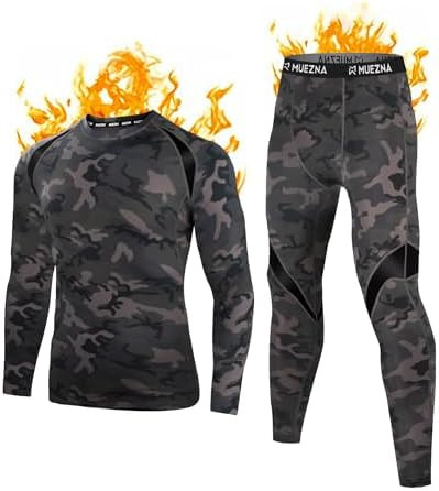 Muezna Men's Thermal Top and Bottom Set Underwear Long Johns Base Layer with Soft Fleece Lined | Amazon (US)