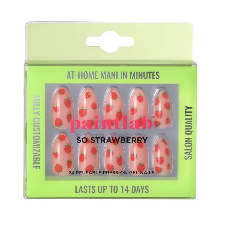 PaintLab Reusable Press-on Gel Nails Kit, So Strawberry Pink, 24 Count | Walmart (US)