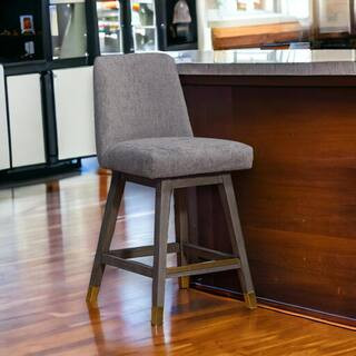 26 in. Gray High Back Wood Counter Height Bar Chair with Upholstery Seat | The Home Depot