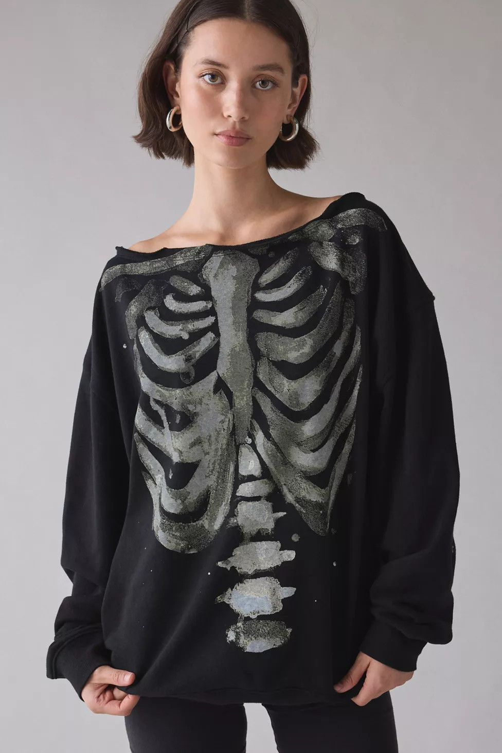 BDG Jessa Skeleton Graphic Off-The-Shoulder Pullover | Urban Outfitters (US and RoW)