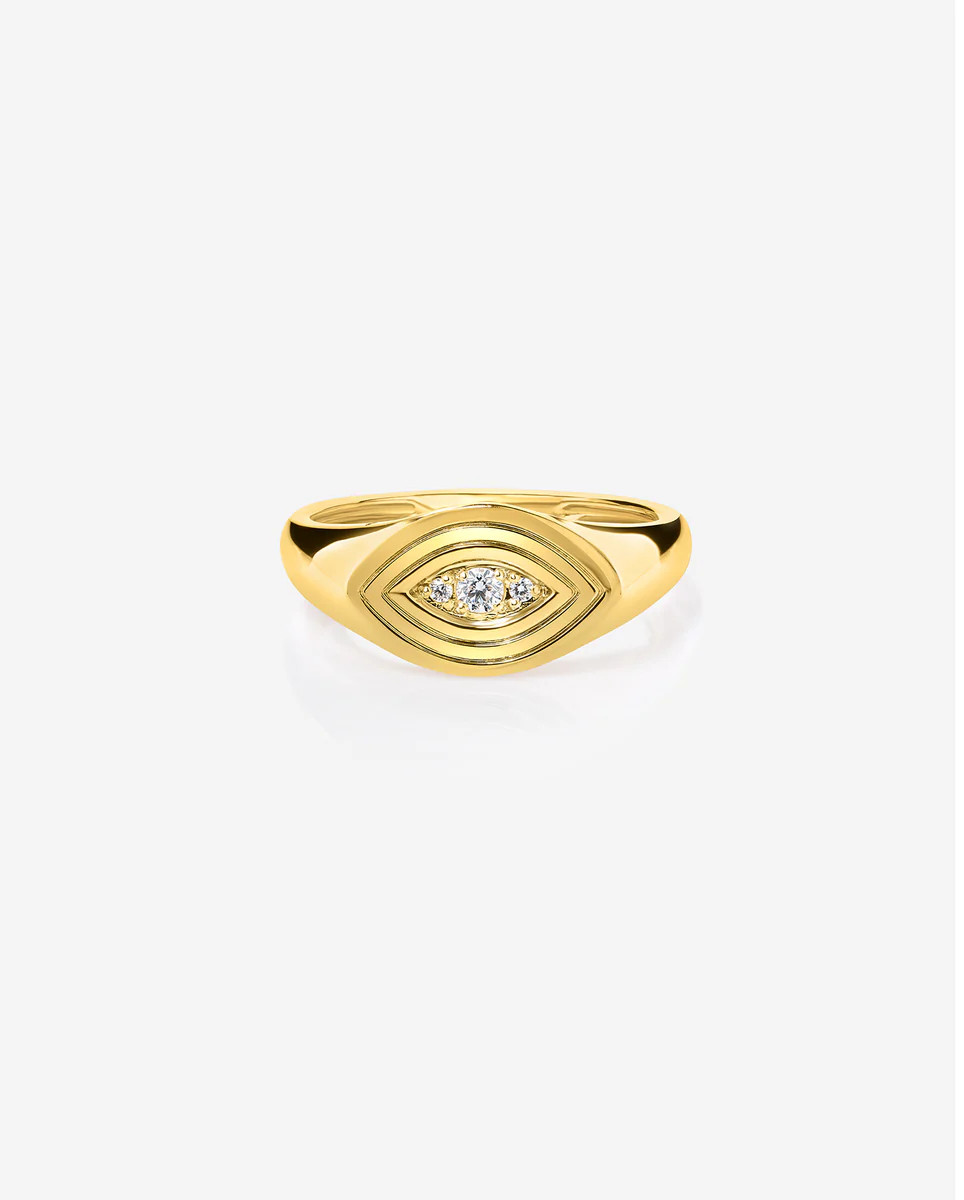 Diamond Evil Eye Signet Ring | Ring Concierge