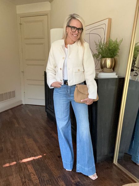 The perfect wide leg denim jeans. Long enough to wear a short heel with. Love the faded wash. 
These have been a big hit
And so has this cropped boule jacket…goes with so much!

Wearing true to size 

Jcrew denim, Abercrombie boucle jacket, mango

#LTKSeasonal #LTKover40 #LTKstyletip