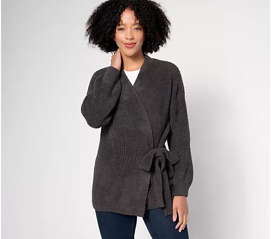 Barefoot Dreams CozyChic Side-Tie Cardigan - QVC.com | QVC