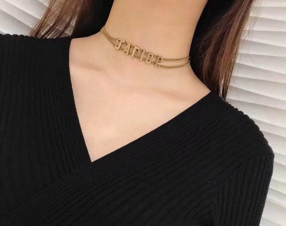 Fashion initial letter choker necklace bijoux cuban link iced out pendant chains for lady womens ... | DHGate