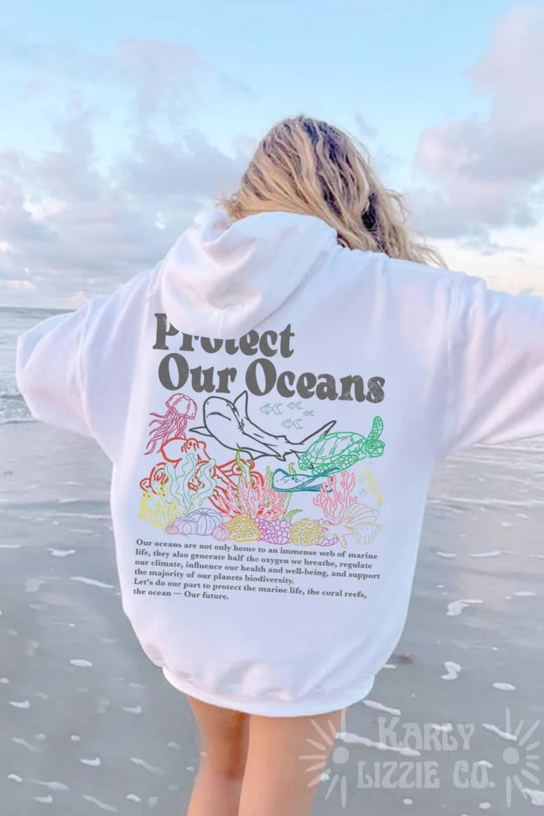 Protect Our Oceans Hoodie Shark Hoodie Save the Ocean Respect the Locals Hoodie Marine Biologist ... | Etsy (US)