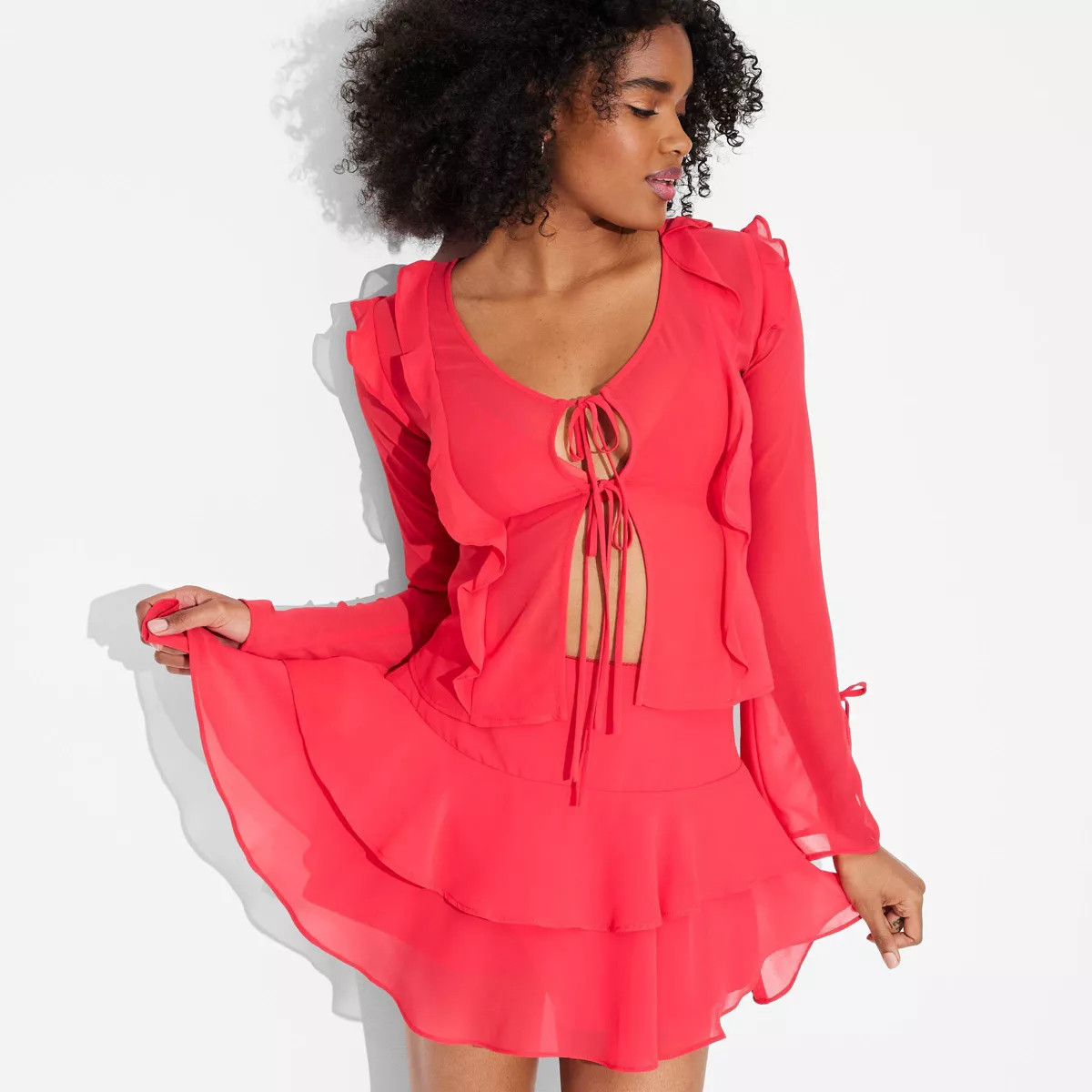 Women's Tiered Chiffon Mini A-Line Skirt - Wild Fable™ Red XS | Target