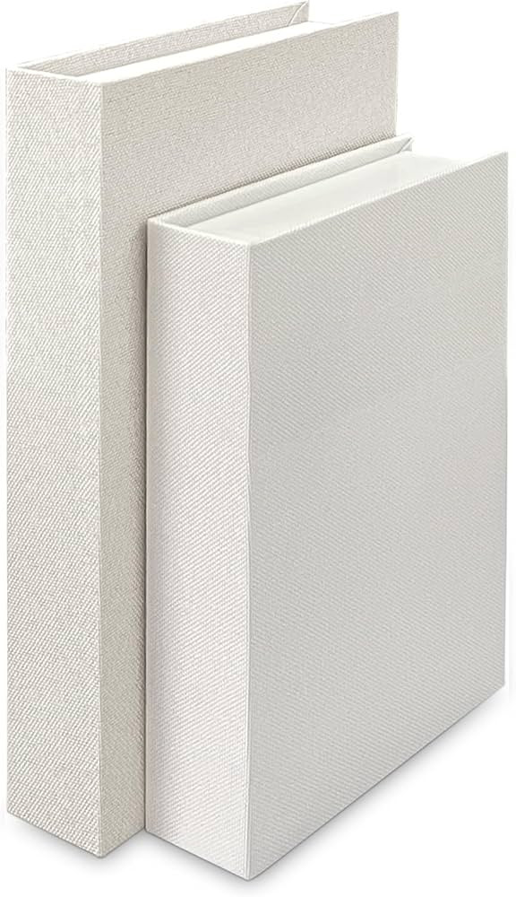2Pcs Faux Books for Decorative - White Linen Fake Boxes, Blank Stacked Decor for DIY Crafts, Hote... | Amazon (US)