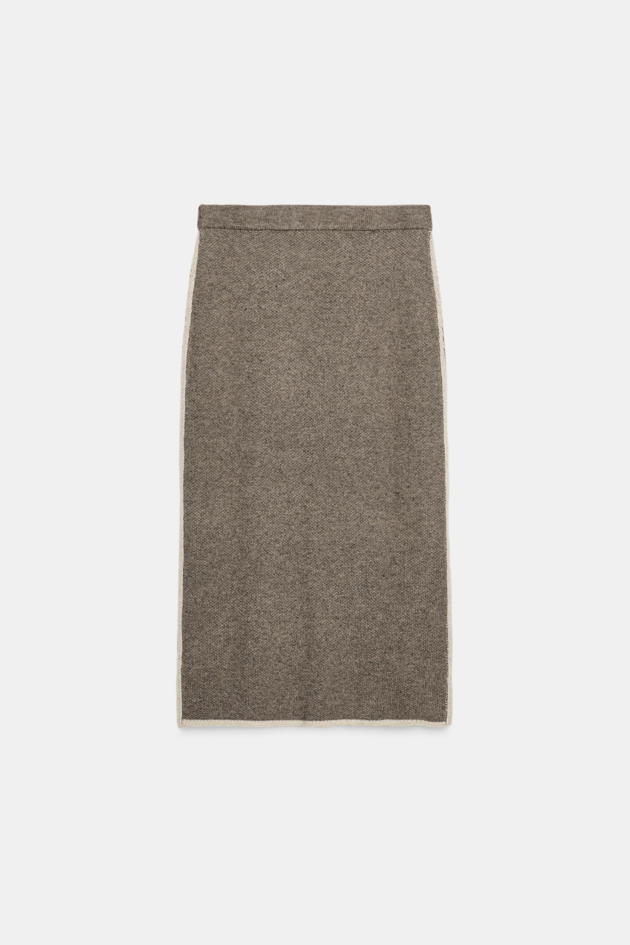 CONTRAST PIPED KNIT MIDI SKIRT | Zara US