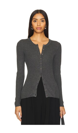Silk Sweater Rib Fitted Cardigan in Heather Charcoal | Revolve Clothing (Global)