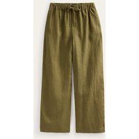 Relaxed Pull-on Linen Trousers Green Women Boden, Capulet Olive | Boden (UK & IE)