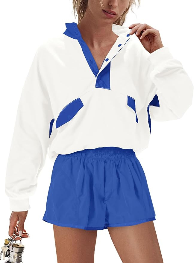 Nirovien Womens Workout Sets Short Athletic Set Activewear 2 Piece Outfits Pullover Sweatshirt an... | Amazon (US)