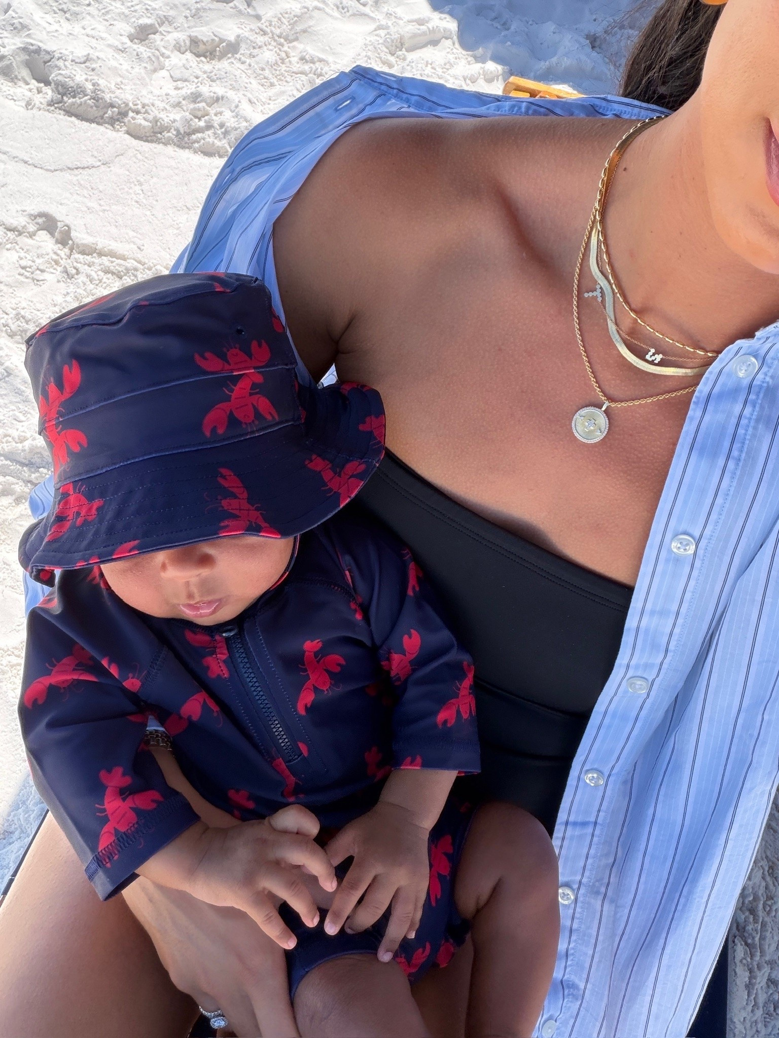 This one piece swimsuit is amazing! It’s so flattering and comfortable, I’m wearing size S swimsuit and size S button up shirt 🌞 Code NENAXSPANX works for 15% off your first order! Baby rash guard swim set fits tts 

swim, beach outfit, pool outfit, bathing suit, cover up, mom outfit, postpartum outfit, vacation outfit, beach vacation, electric picks