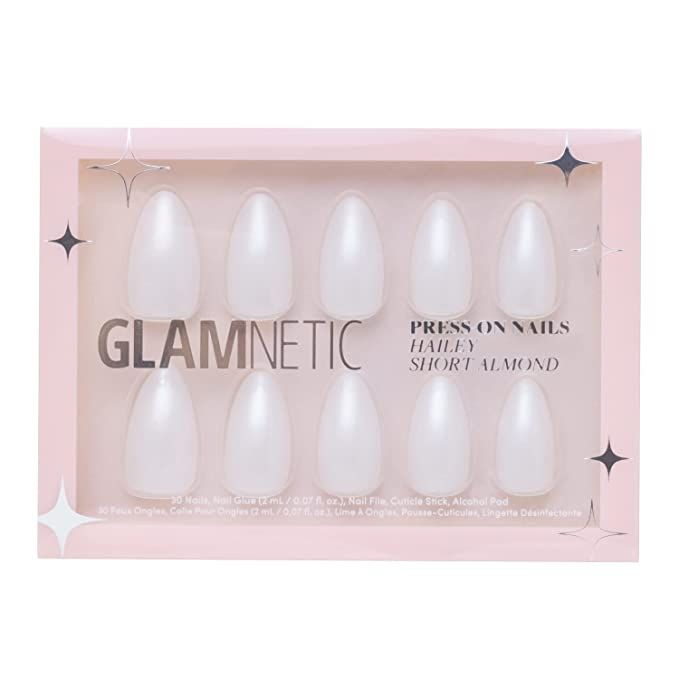 Glamnetic Press On Nails - Hailey | Glossy, Semi-Transparent, Short Almond Nails, Reusable | 15 S... | Amazon (US)