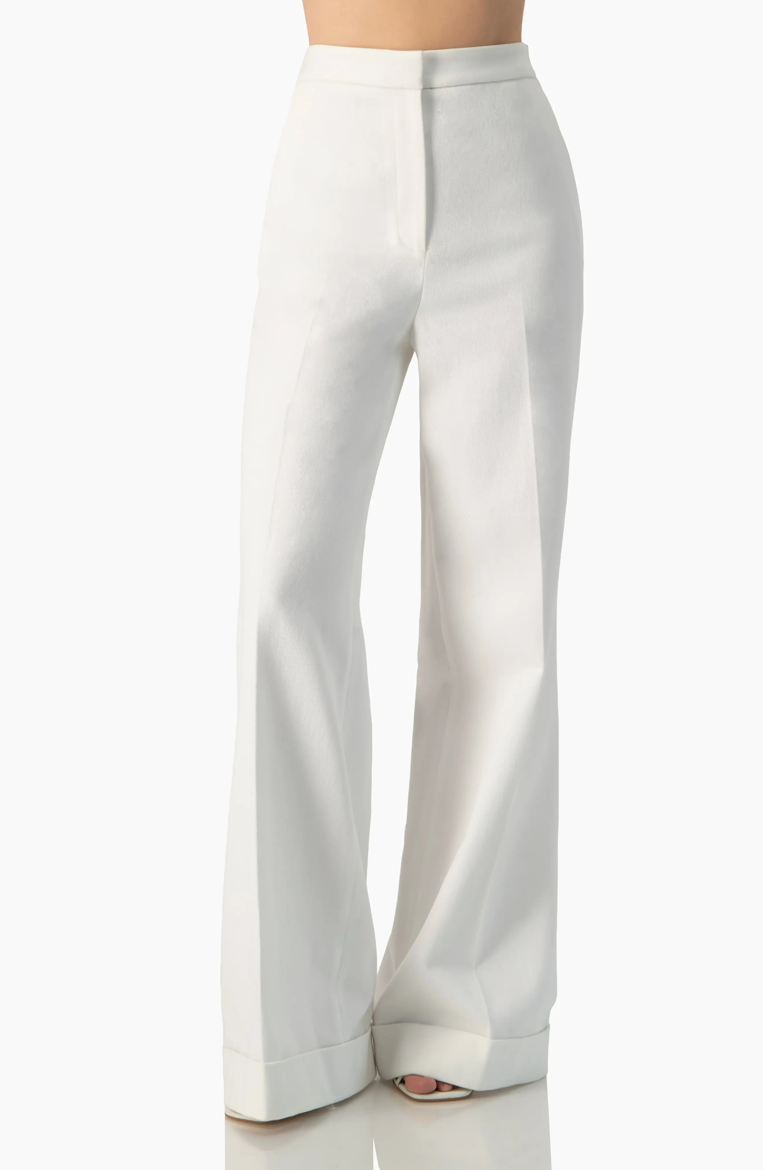 Elegant High-Rise Wide-Leg Cuffed Tailored Trousers | Nordstrom