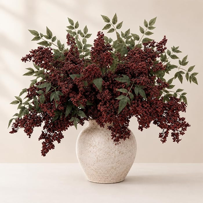 5 Pcs Dusty Plum 31.5 Inch Faux Fall Berry Stems for Vase | Amazon (US)