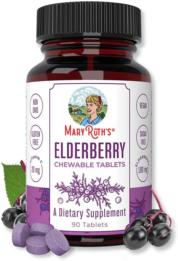 Black Elderberry + Vitamin C Chewable Tablets for Kids & Adults by MaryRuth's | Immune System Sup... | Amazon (US)