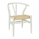 Ergo Furnishings Wishbone Accent Chair, Ivory Frame Natural Rattan | Amazon (US)