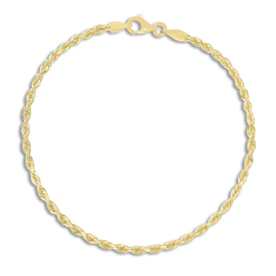 Diamond-Cut Rope Chain Anklet 14K Yellow Gold 10"|Jared | Jared Jewelers