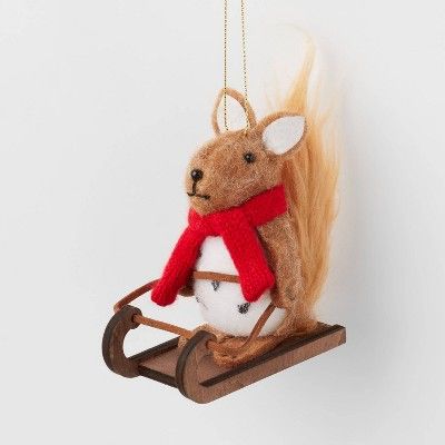 Felt Squirrel Riding Sled Christmas Tree Ornament Brown - Wondershop™ | Target
