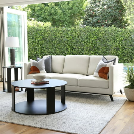 Devon & Claire Sharlene Mid-Century Top Grain Leather Sofa Ivory | Walmart (US)