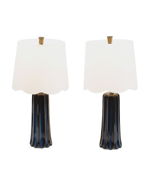 2pk 23.75in Ceramic Table Lamps With Scalloped Shades | Home | Marshalls | Marshalls
