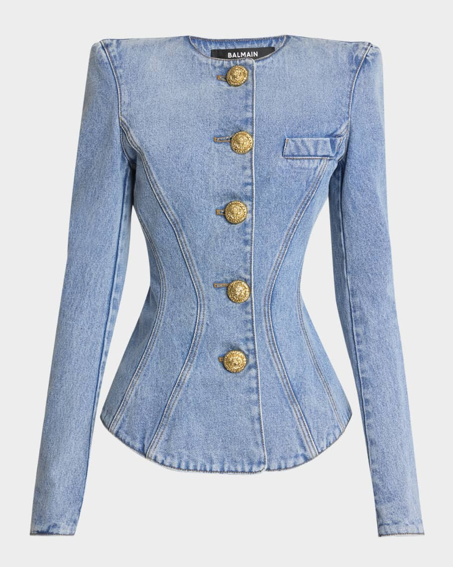 Balmain Buttoned Denim Jacket | Neiman Marcus