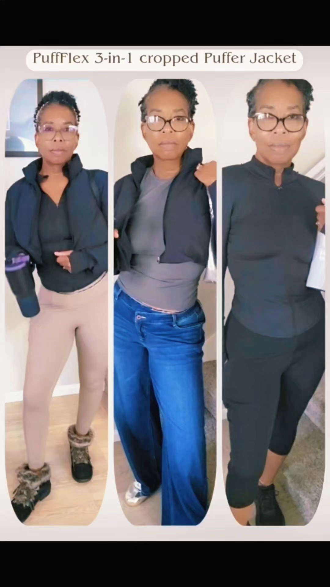 One jacket, three completely different looks. 👀This Halara 3-in-1 jacket can be worn with both pieces together, as a cropped puffer on its own, or as the longer curved-hem athletic jacket by itself.I styled it three ways — with fleece-lined leggings and boots, with Halara jeans for a casual look, and with leggings and sneakers for a sportier outfit.Everything I’m wearing is linked here on LTK so you can shop the full looks.

#LTKdayinmylife #LTKmomlife #LTKActive